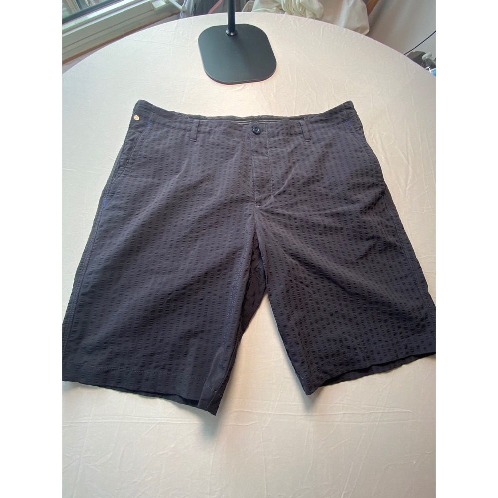 Tommy Bahama Mens 36 Navy Blue Textured Seersucker Stretch Nylon Casual Shorts